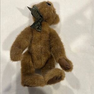 Boyds 12" Poseable Teddy Bear Plush Green Check Ribbon 1988–2000